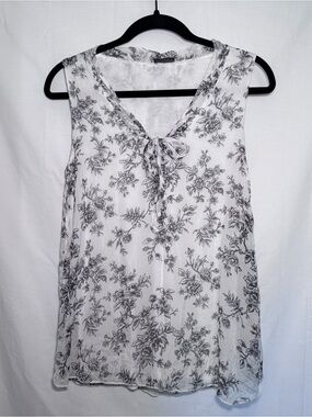 Via Signoria 100% Silk Floral Tie Neck Tank Size Small